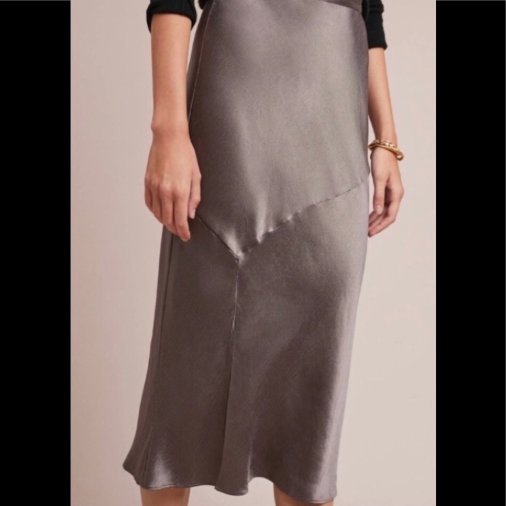 NWOT Grey Bias Satin Skirt by Hutch